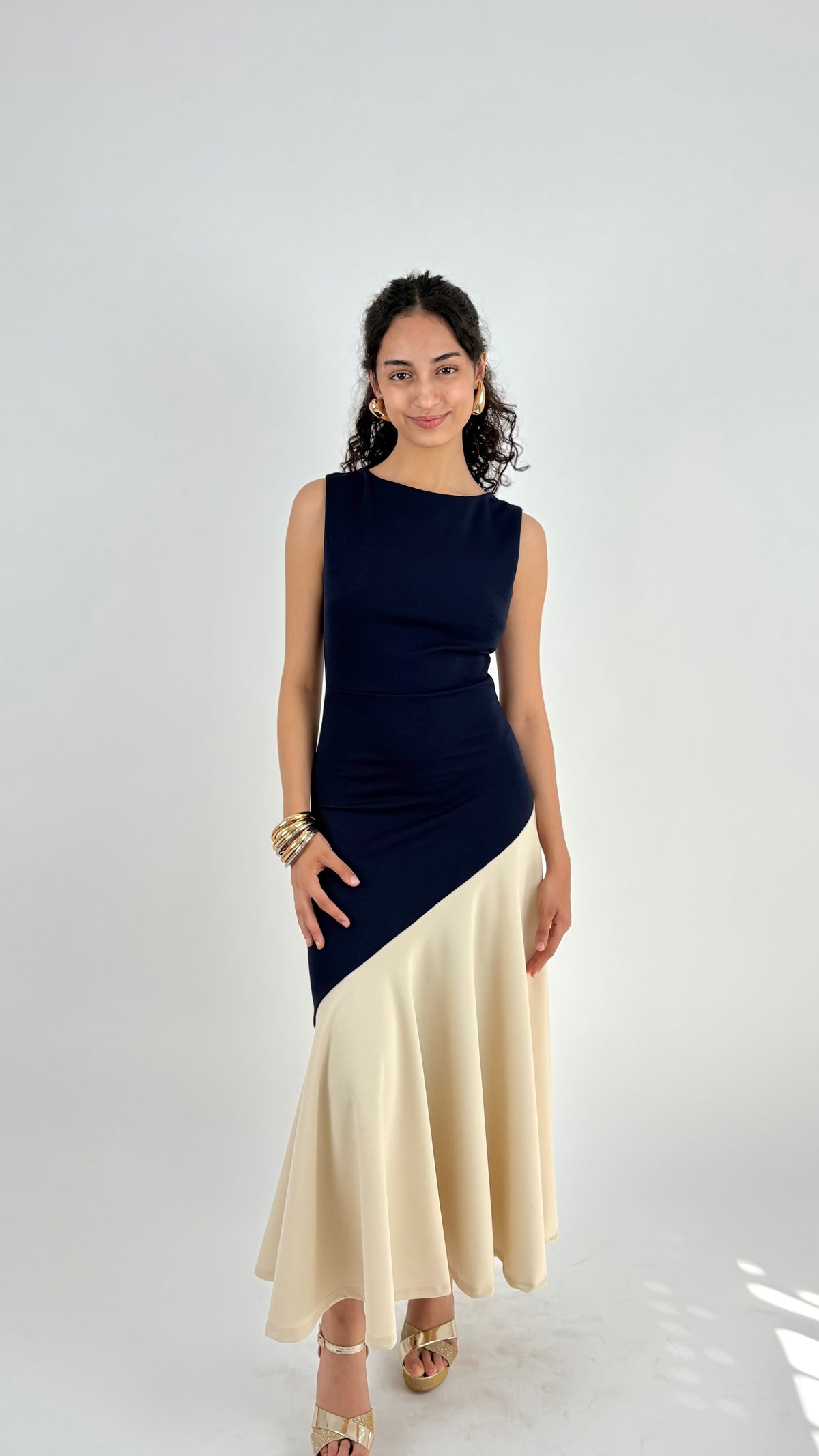 Vestido Aveline Azul Marino/Beige