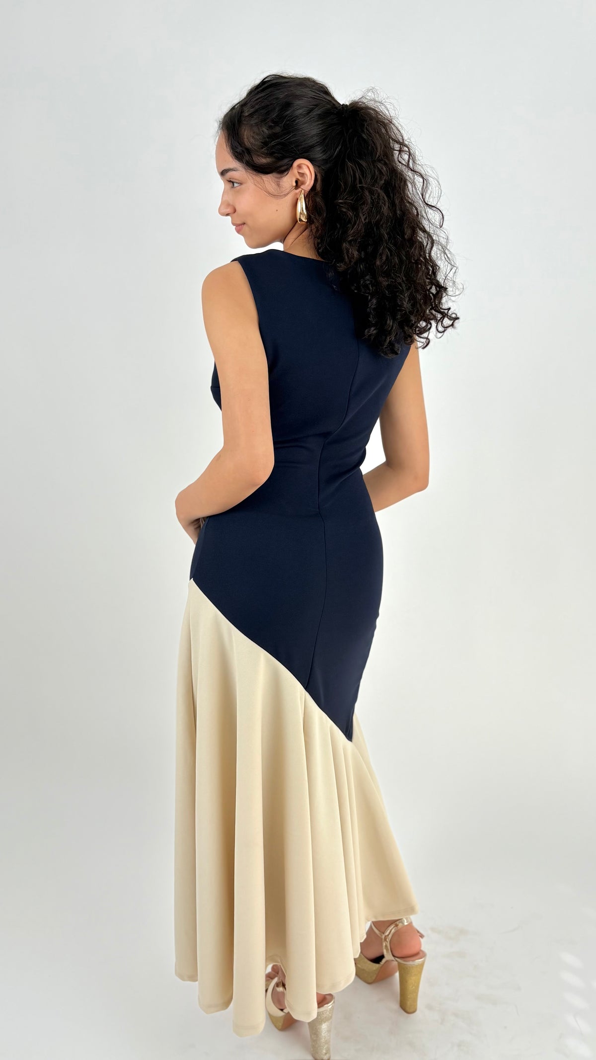 Vestido Aveline Azul Marino/Beige