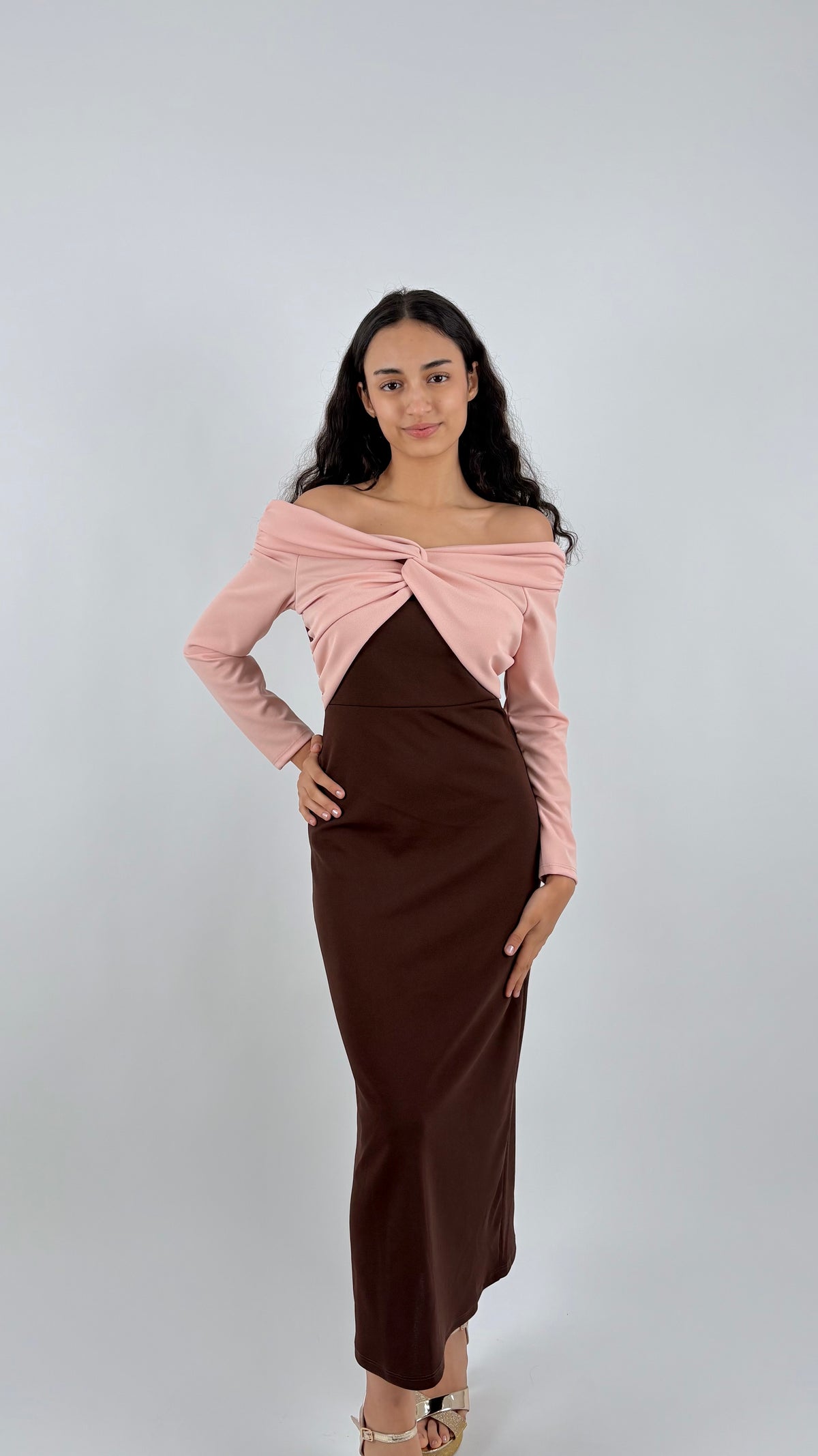 Vestido Vesna Rosa/Marrón