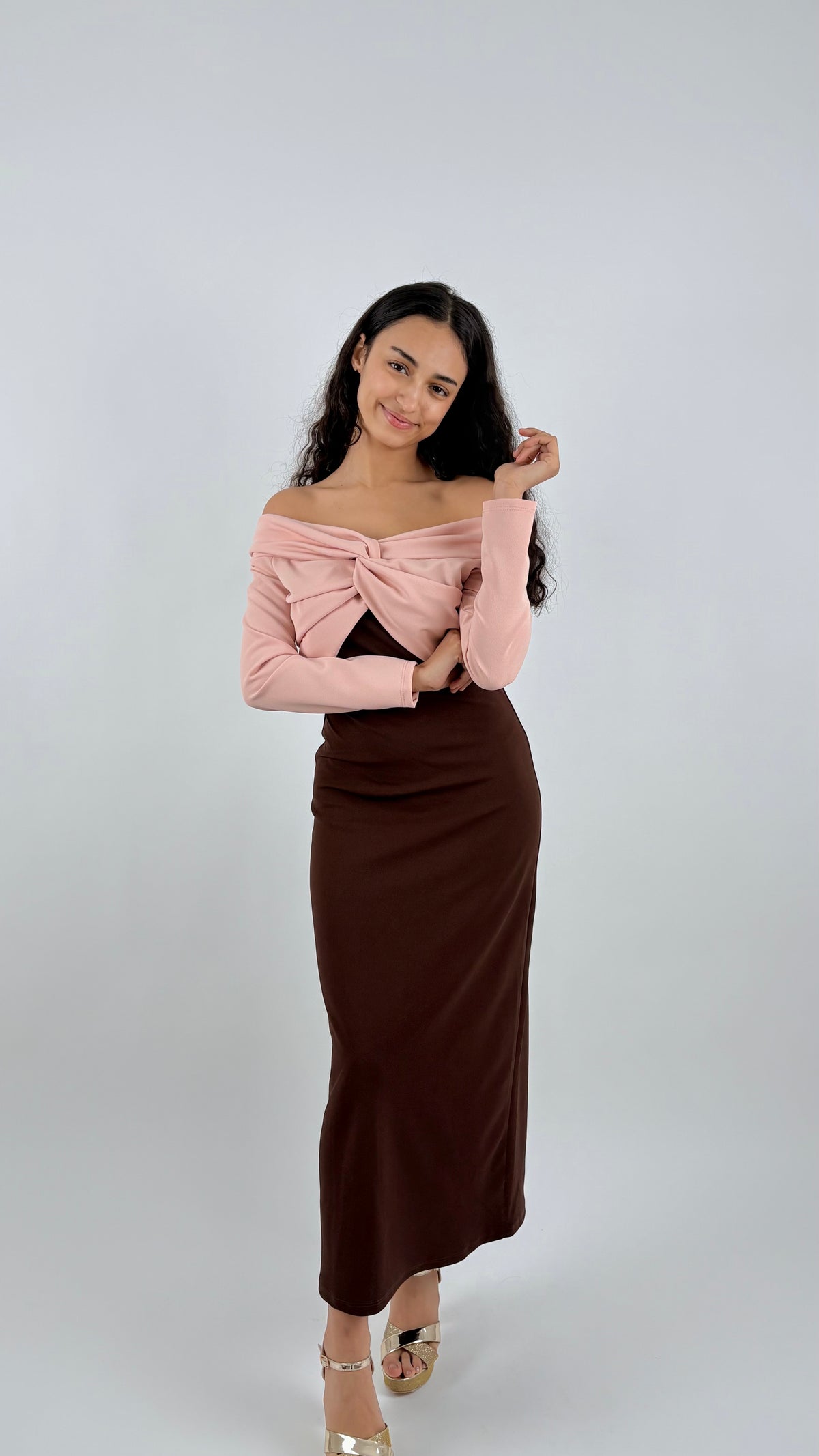 Vestido Vesna Rosa/Marrón